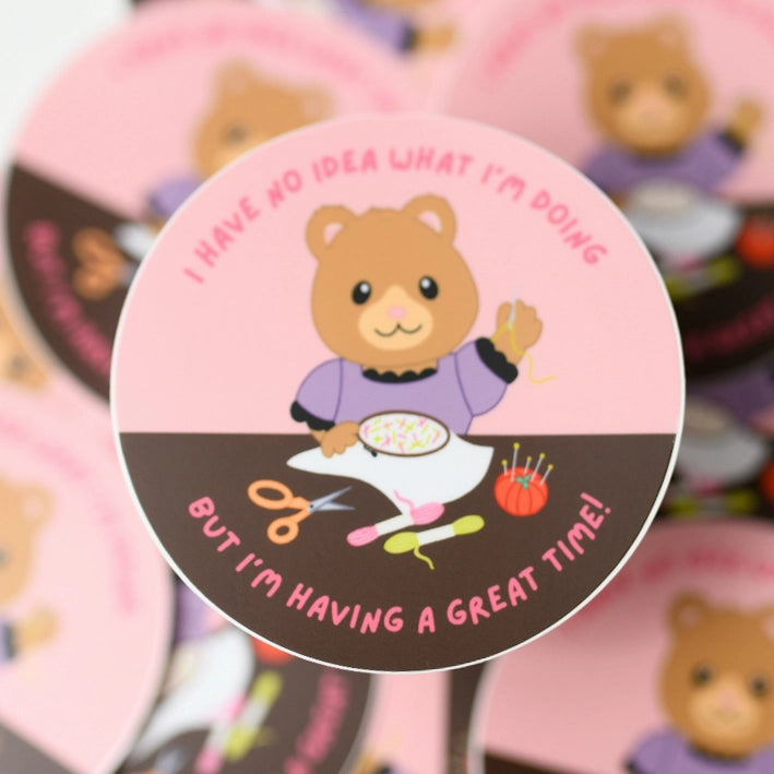 Great time embroidery bear sticker