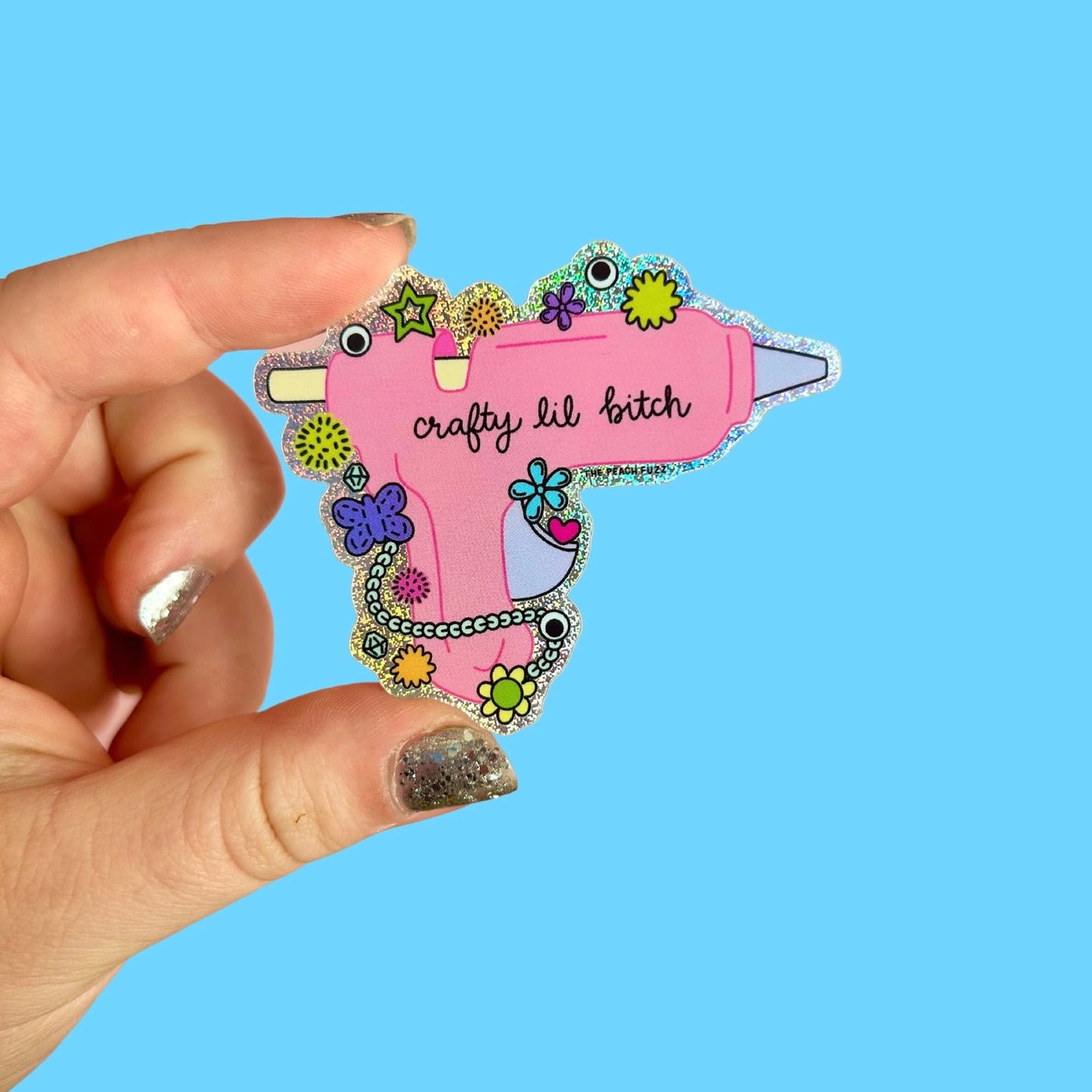 Crafty lil bitch hot glue gun sticker