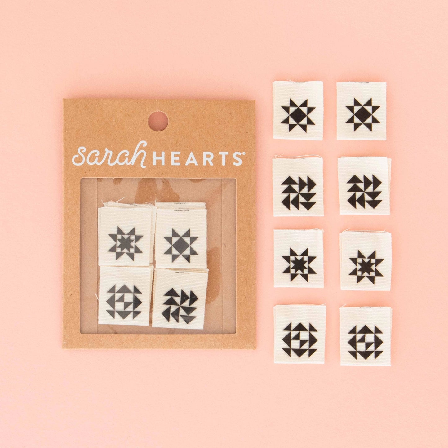 Black Quilt Block Multipack - Sarah Hearts Quilt and Garment Labels