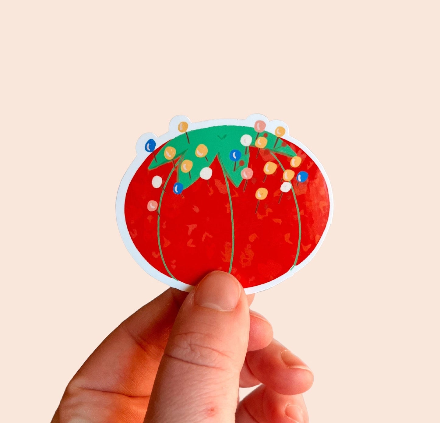 Tomato pin cushion sticker - Laurenspired