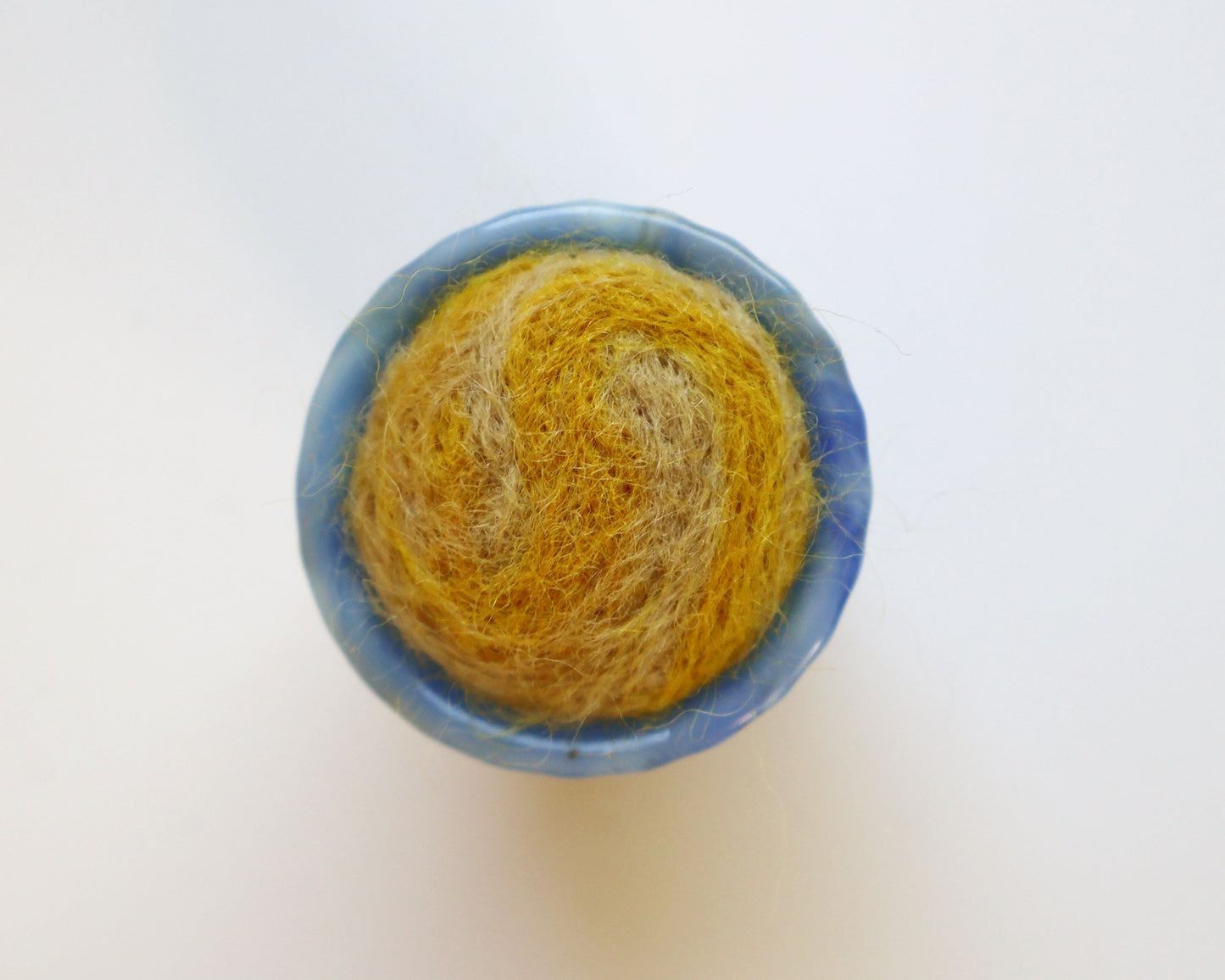 Itty bitty marbled glass and wool pin cushion