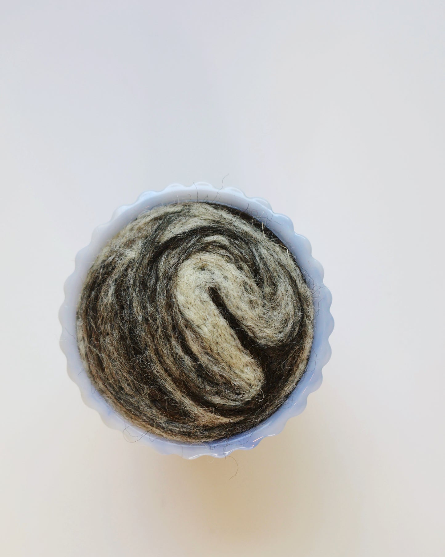 Marbled glass and wool pin cushion