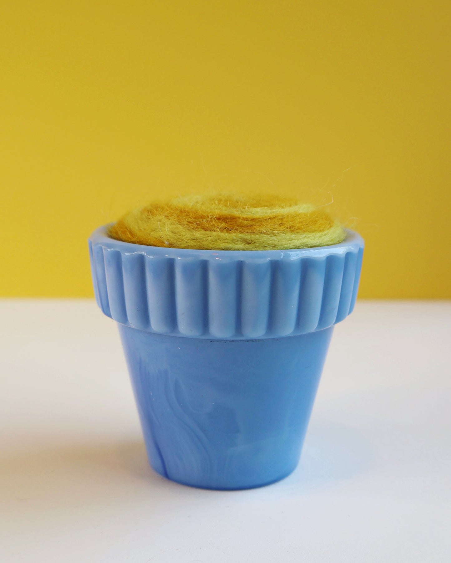 Marbled glass and wool pin cushion