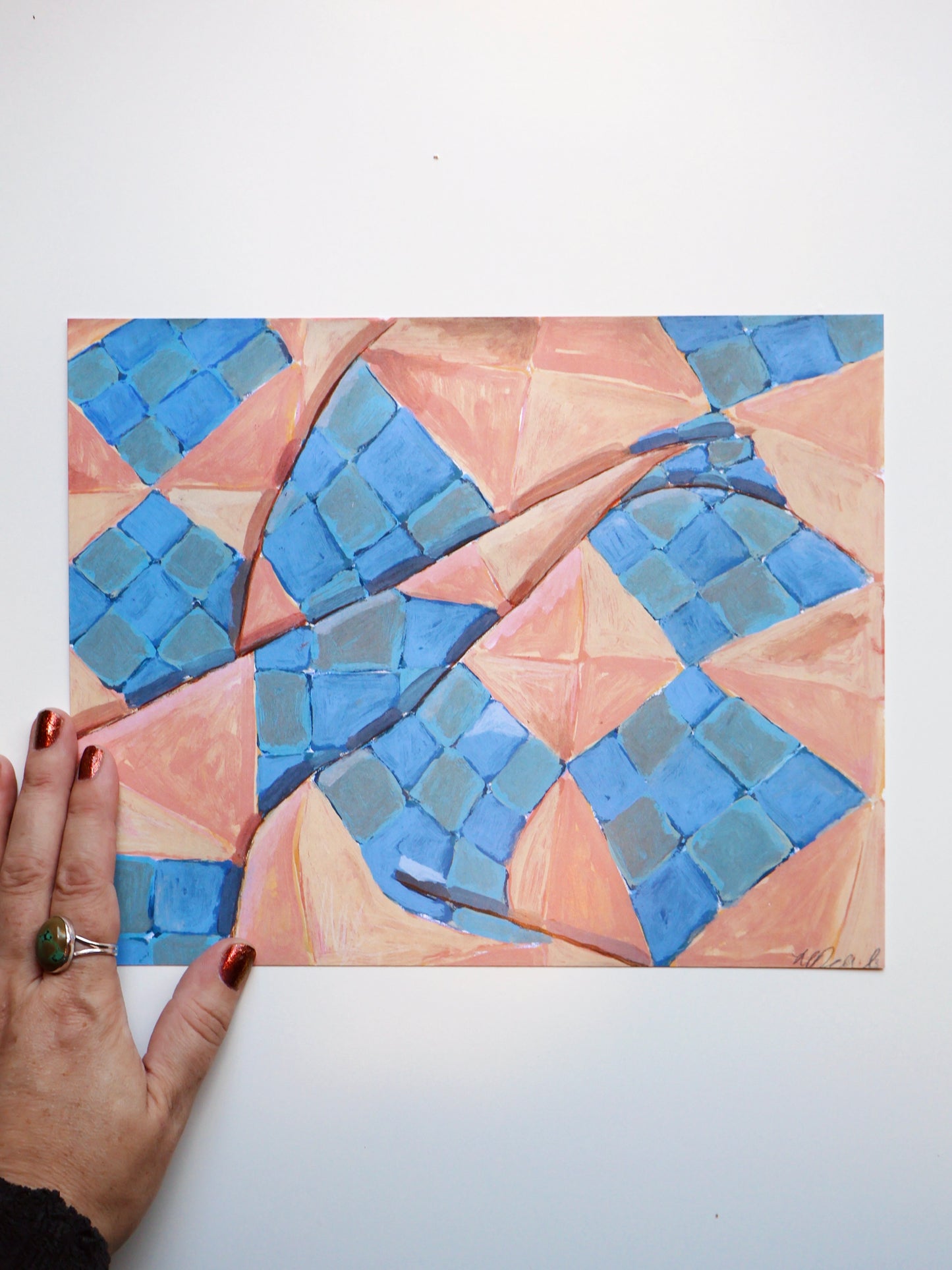 Blue and peach 8 x 10 Quilt Print - Laurenspired
