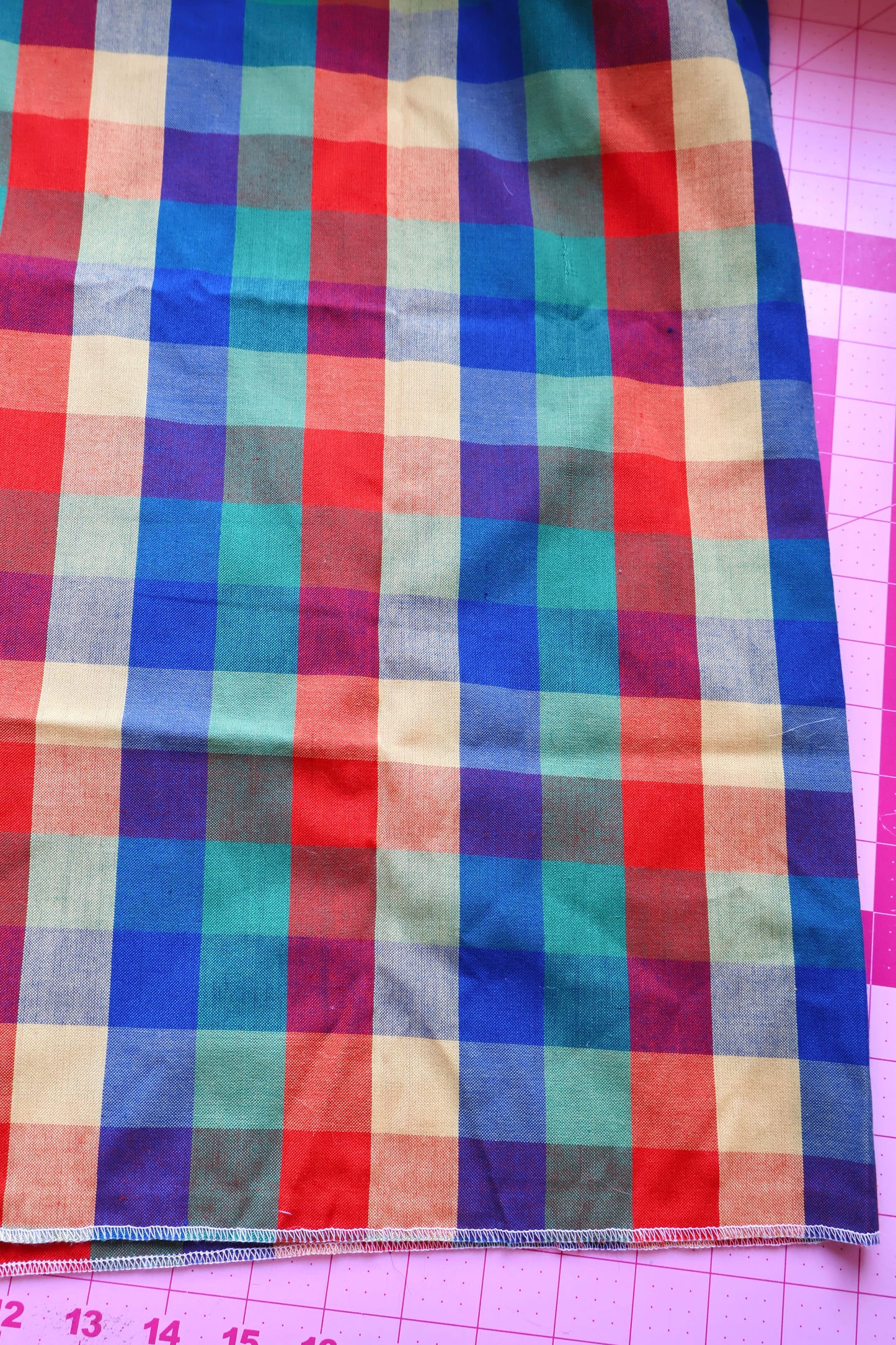 Rainbow plaid fabric