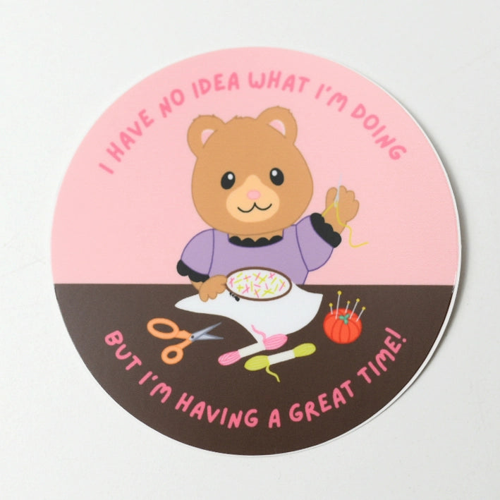 Great time embroidery bear sticker