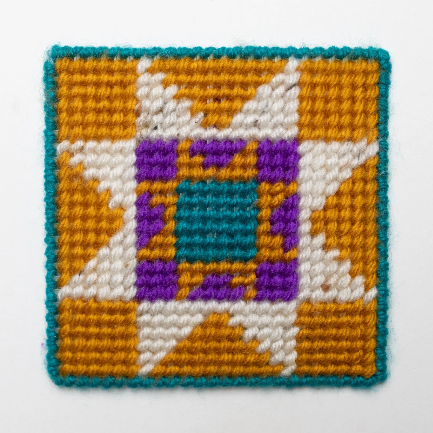 Quilt Block needlepoint kit - secondhand materials!