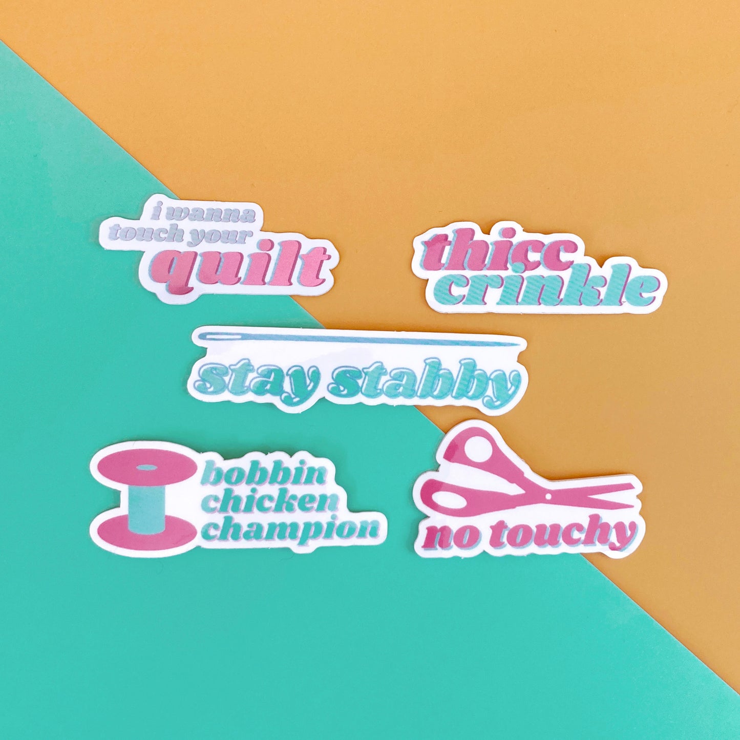 thicc crinkle quilting sticker