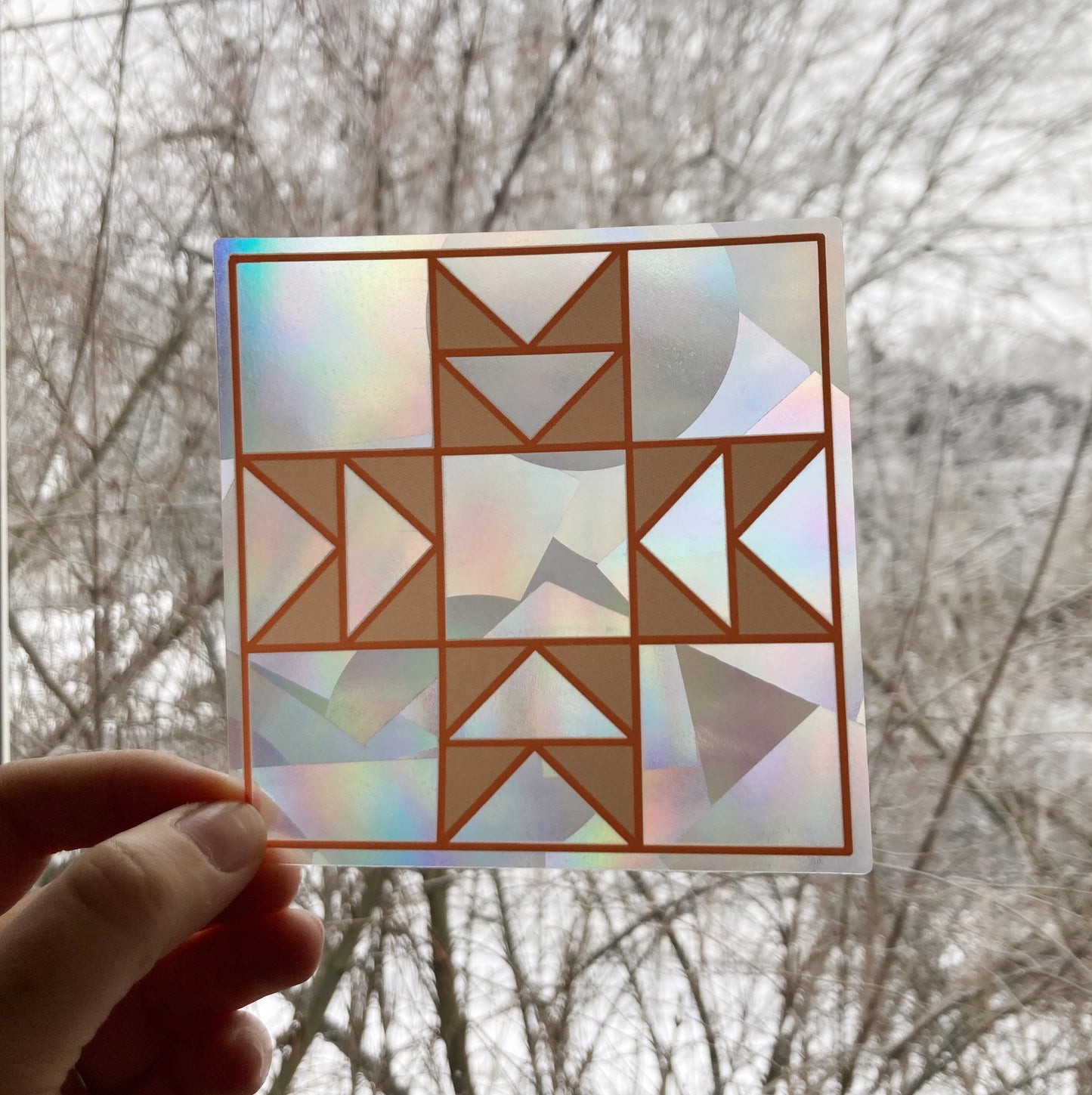 Quilt block rainbow maker window cling sticker