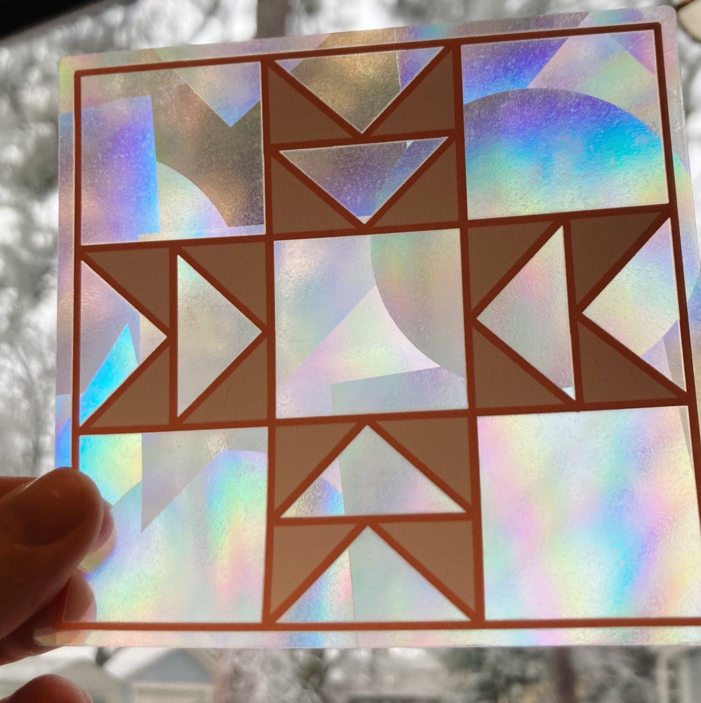 Quilt block rainbow maker window cling sticker