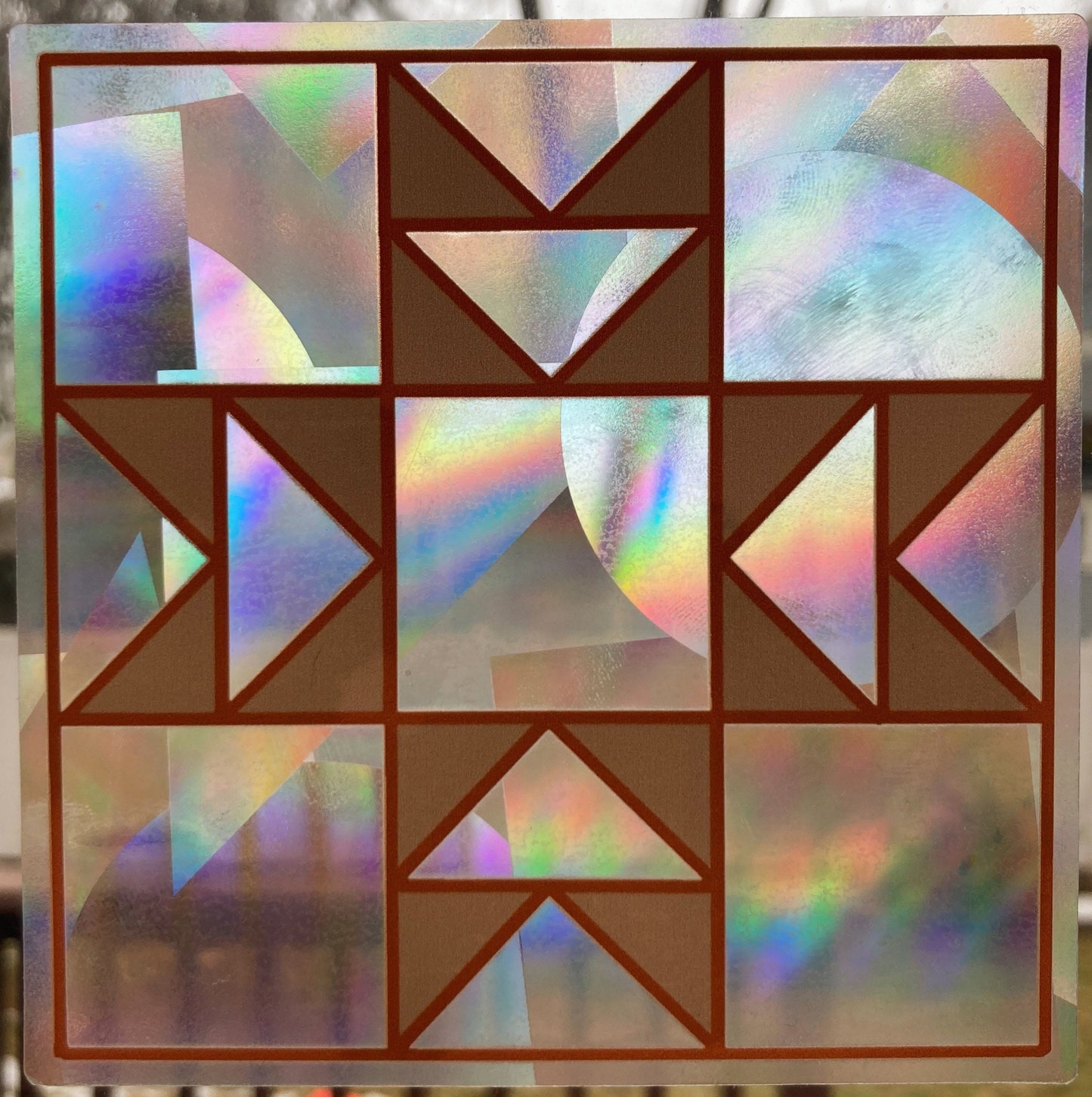 Quilt block rainbow maker window cling sticker