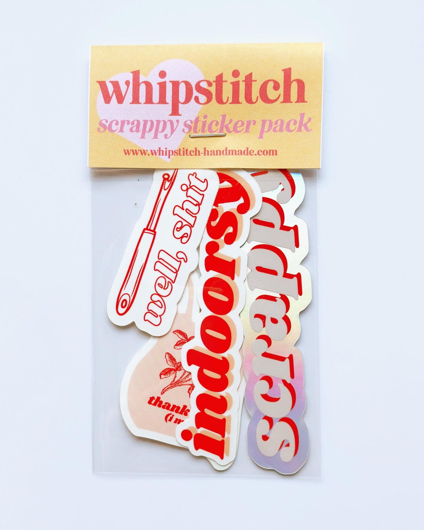 Quilting sewing vinyl sticker pack, scrappy, indoorsy, seam ripper, thank you bag