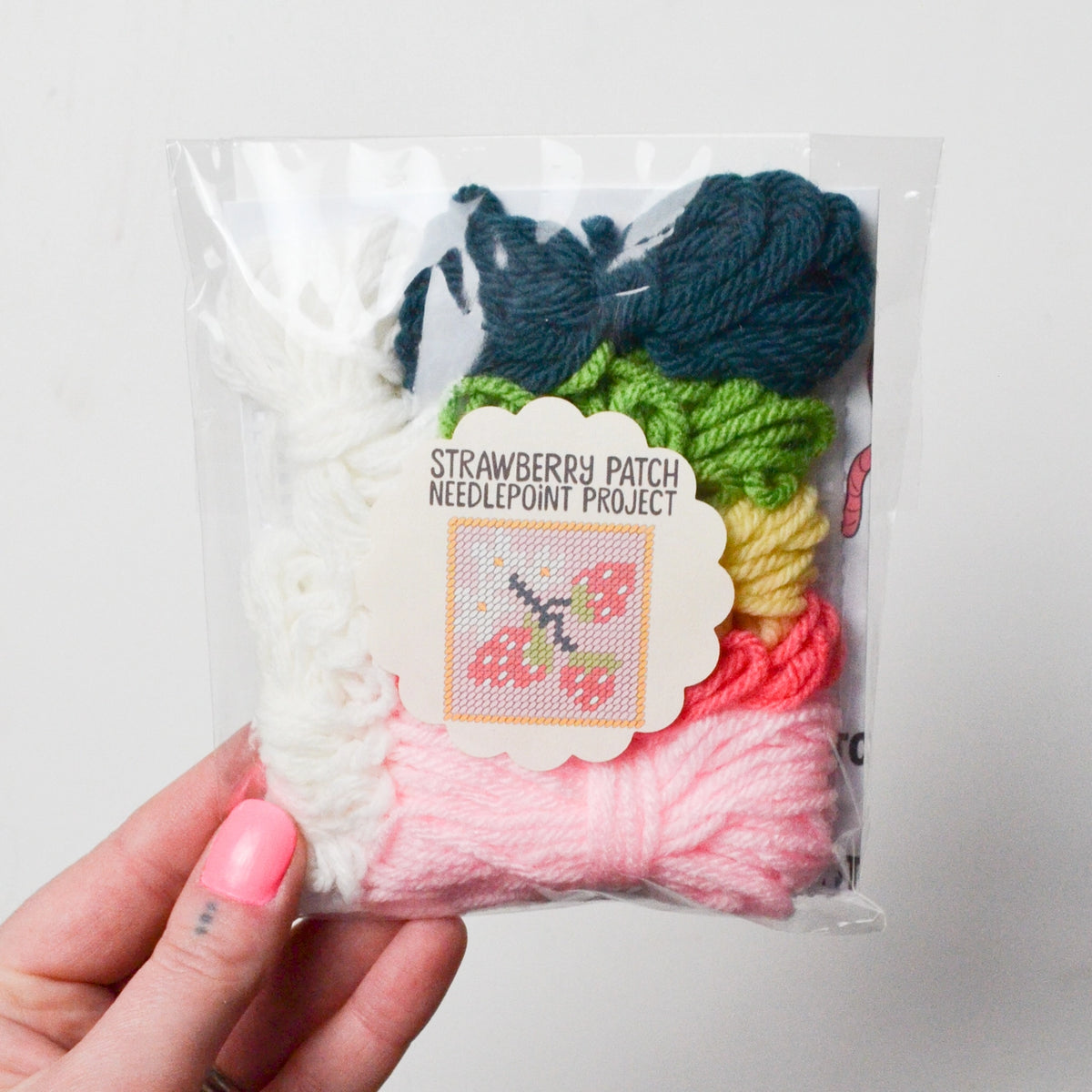 Strawberry patch needlepoint kit - Secondhand materials!
