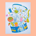 Butter cookie sewing supplies Riso print by Christina Hu