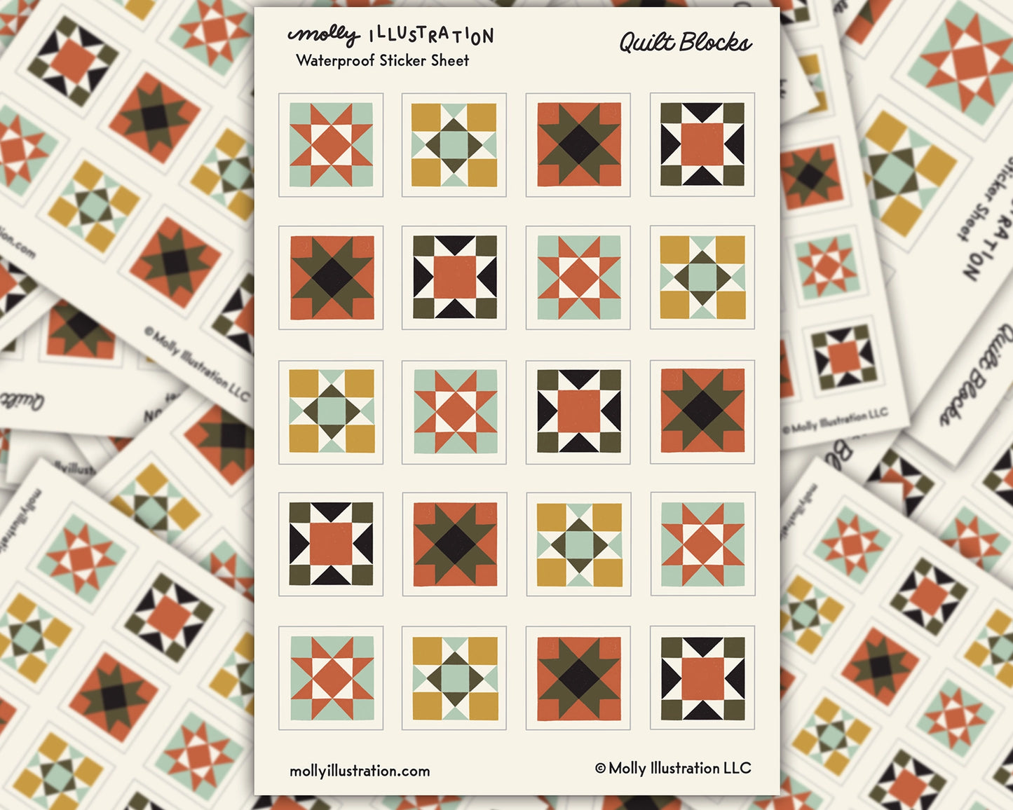 Quilt block sticker sheet