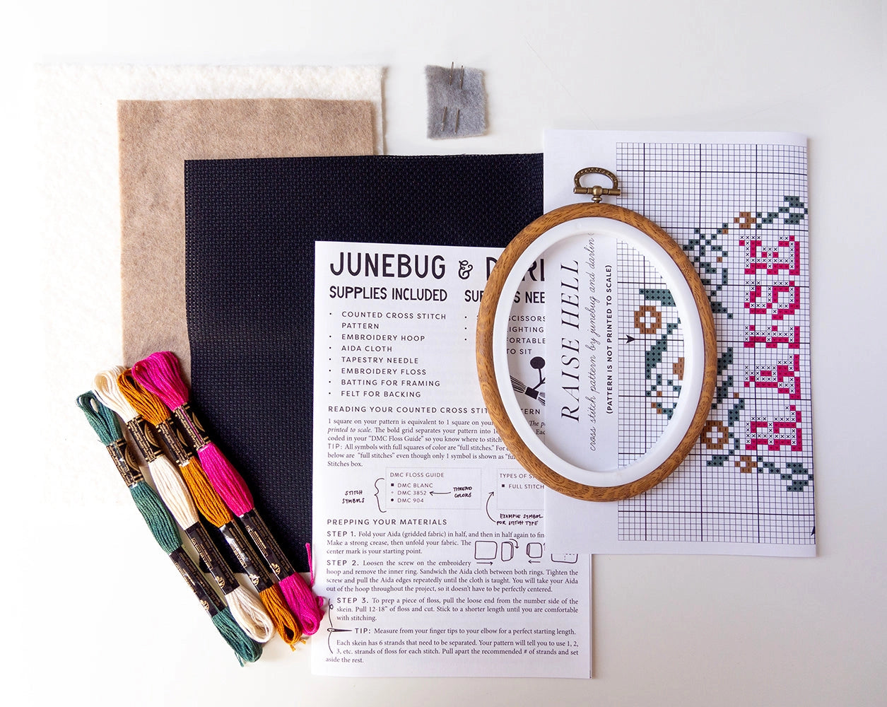 Raise hell cross stitch kit