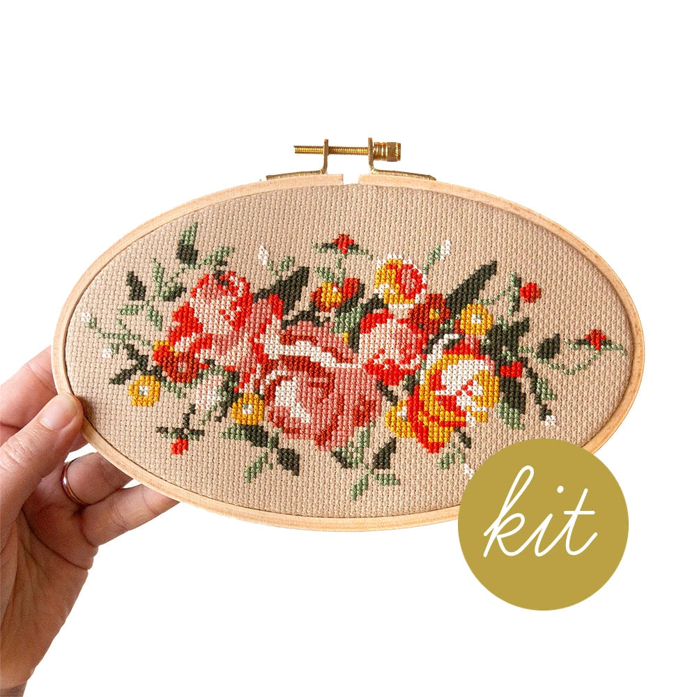 Rosy chaos cross stitch kit