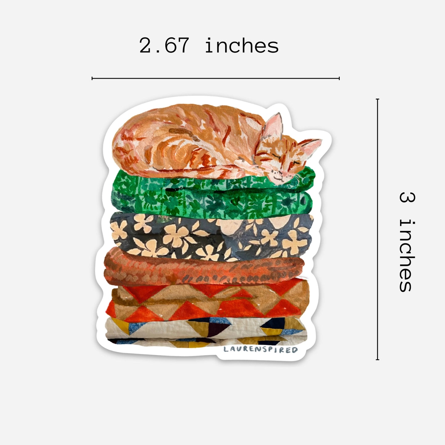 Cat on quilt sticker - Laurenspired