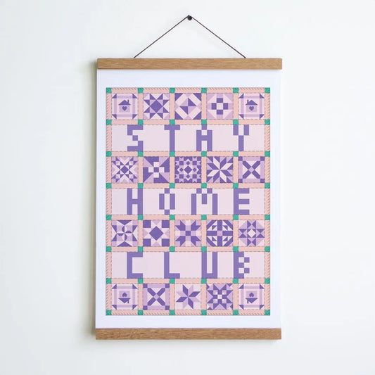 Stay Home Club quilt print