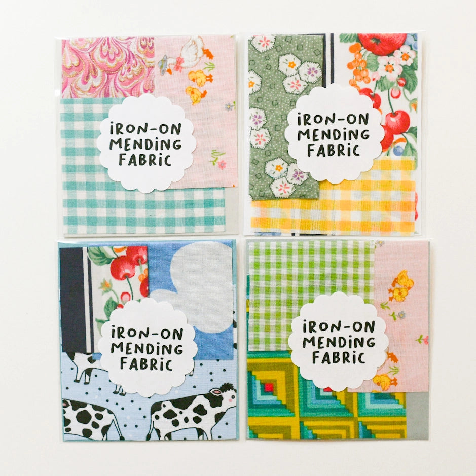 Iron-on mending patch pack - secondhand materials!