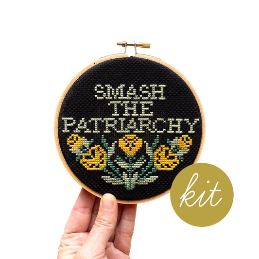 Smash the Patriarchy cross stitch kit