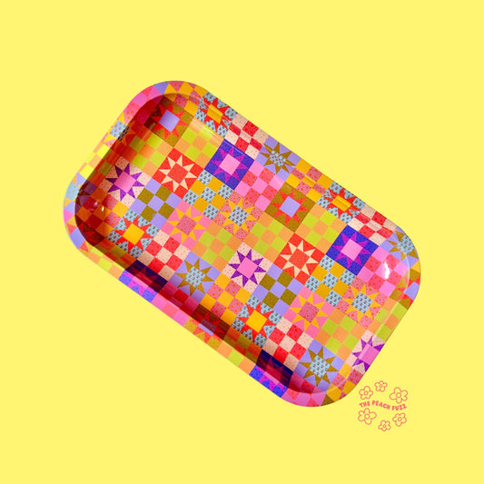 NEW large patchwork quilt tray