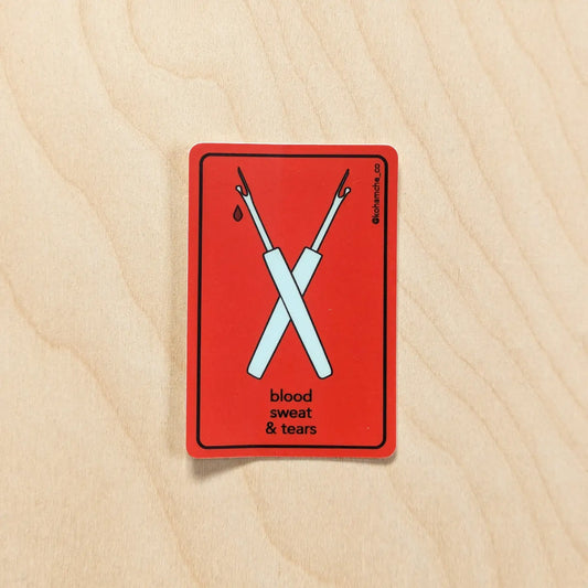 Seam ripper blood, sweat, and tears sticker