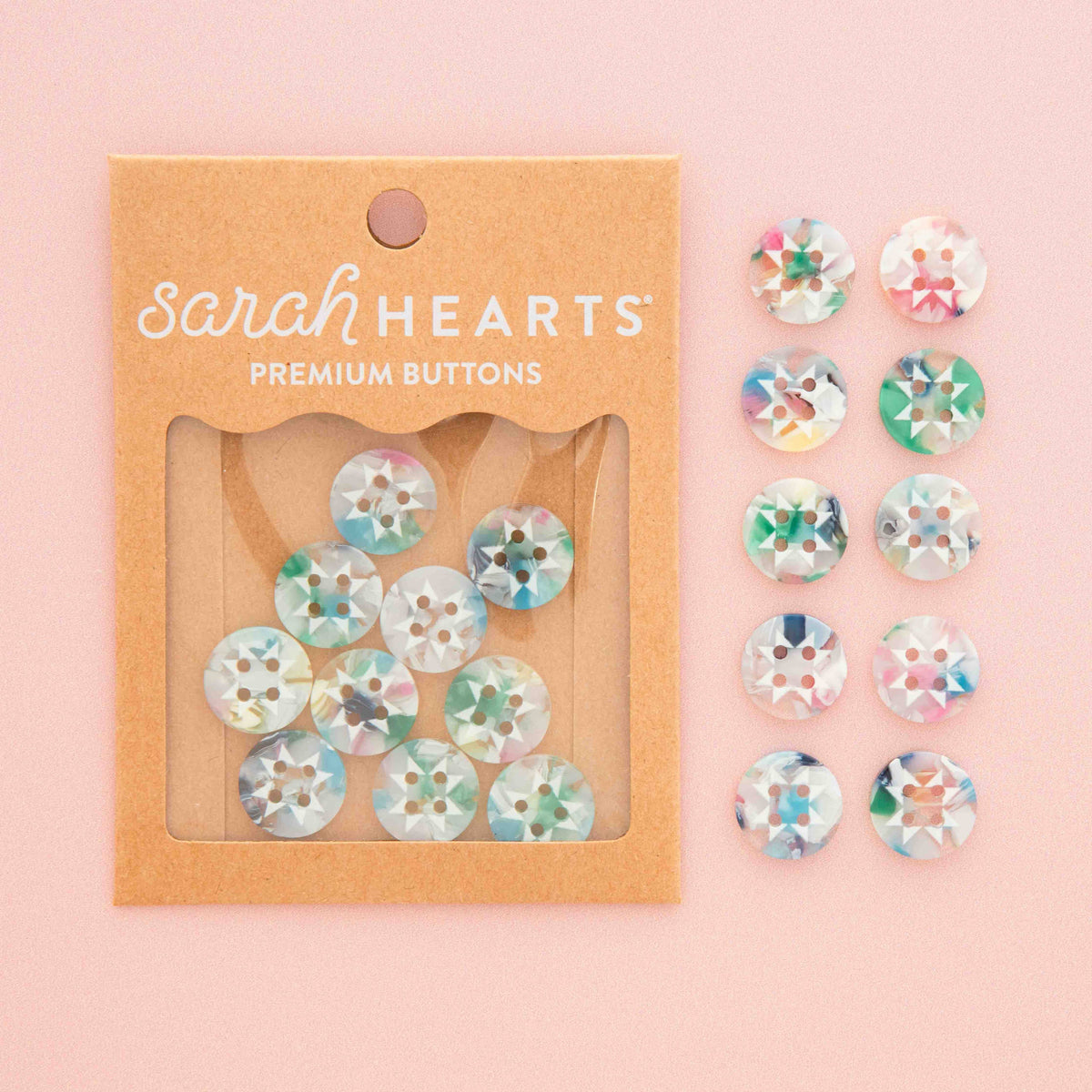 Small Confetti Quilt Star Buttons 5/8"