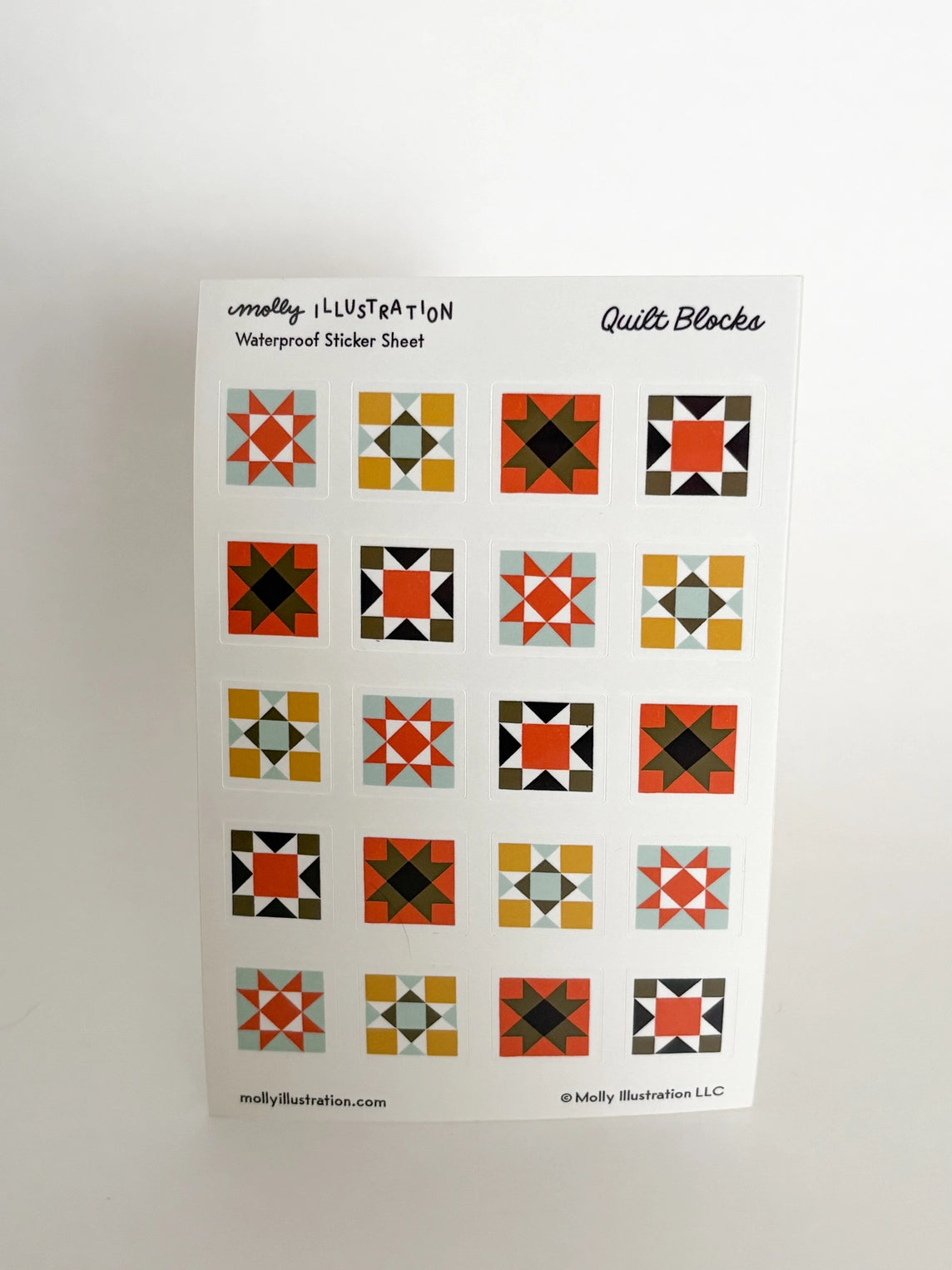 Quilt block sticker sheet