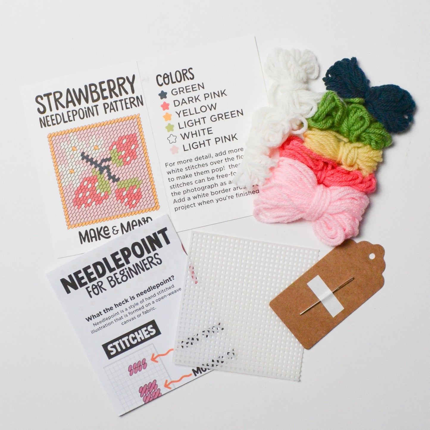 Strawberry patch needlepoint kit - Secondhand materials!