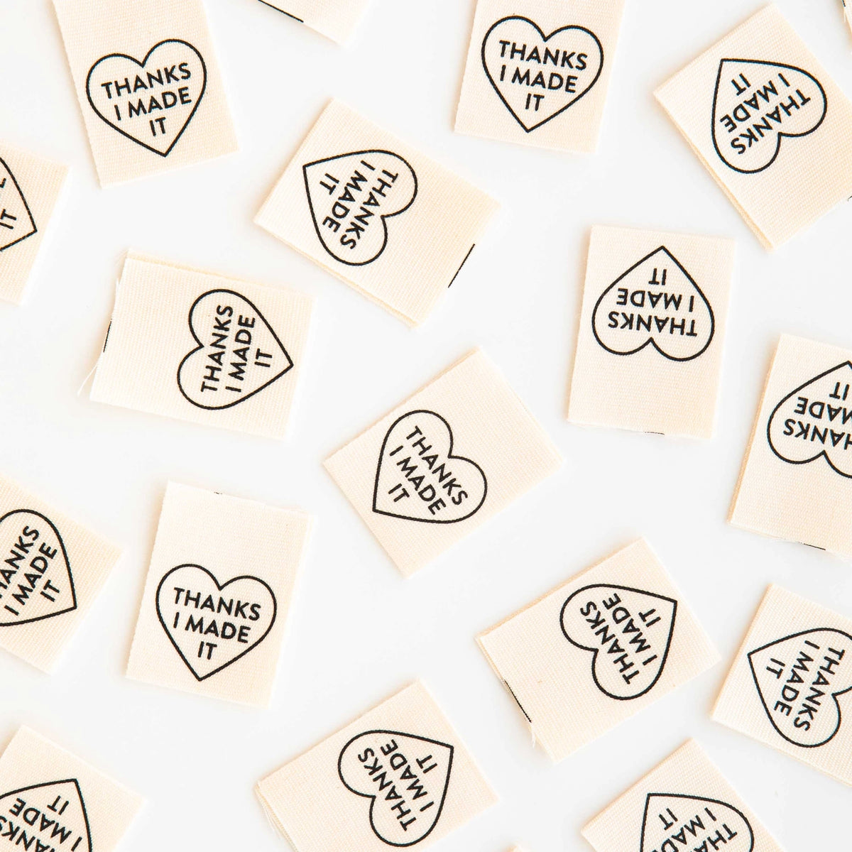 Thanks I Made It Heart Sewing Labels