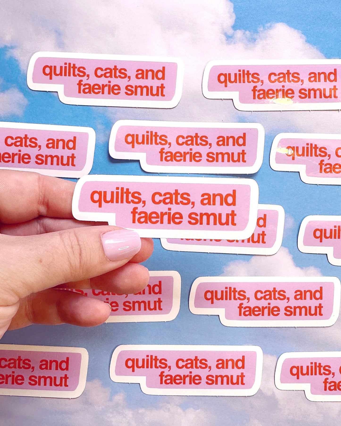 Quilts, cats, and faerie smut sticker