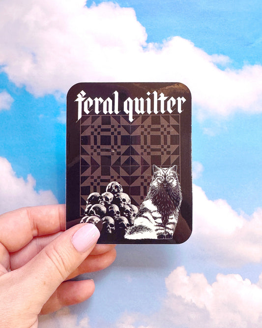 Feral quilter cat sticker