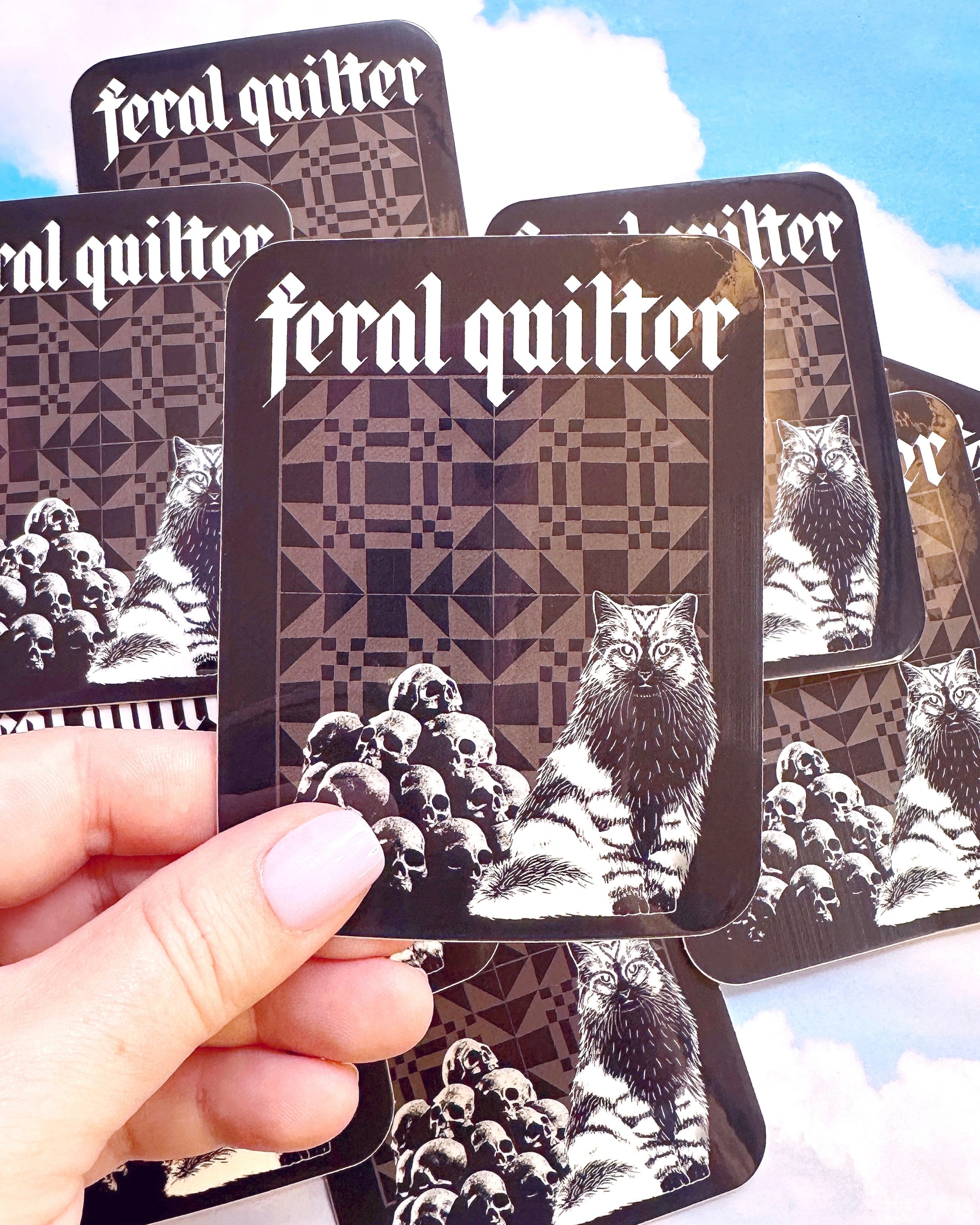 Feral quilter cat sticker