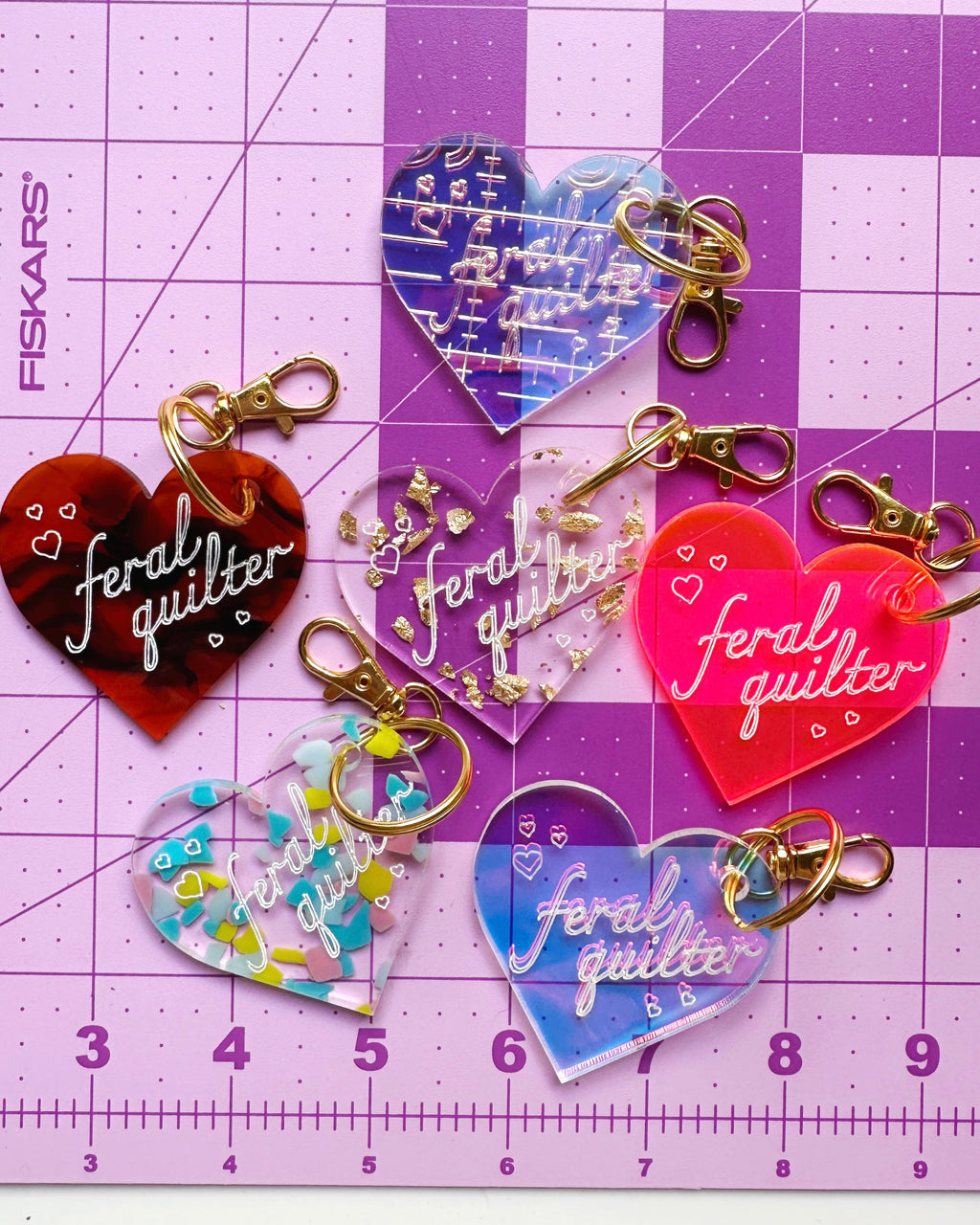 Feral quilter keychain