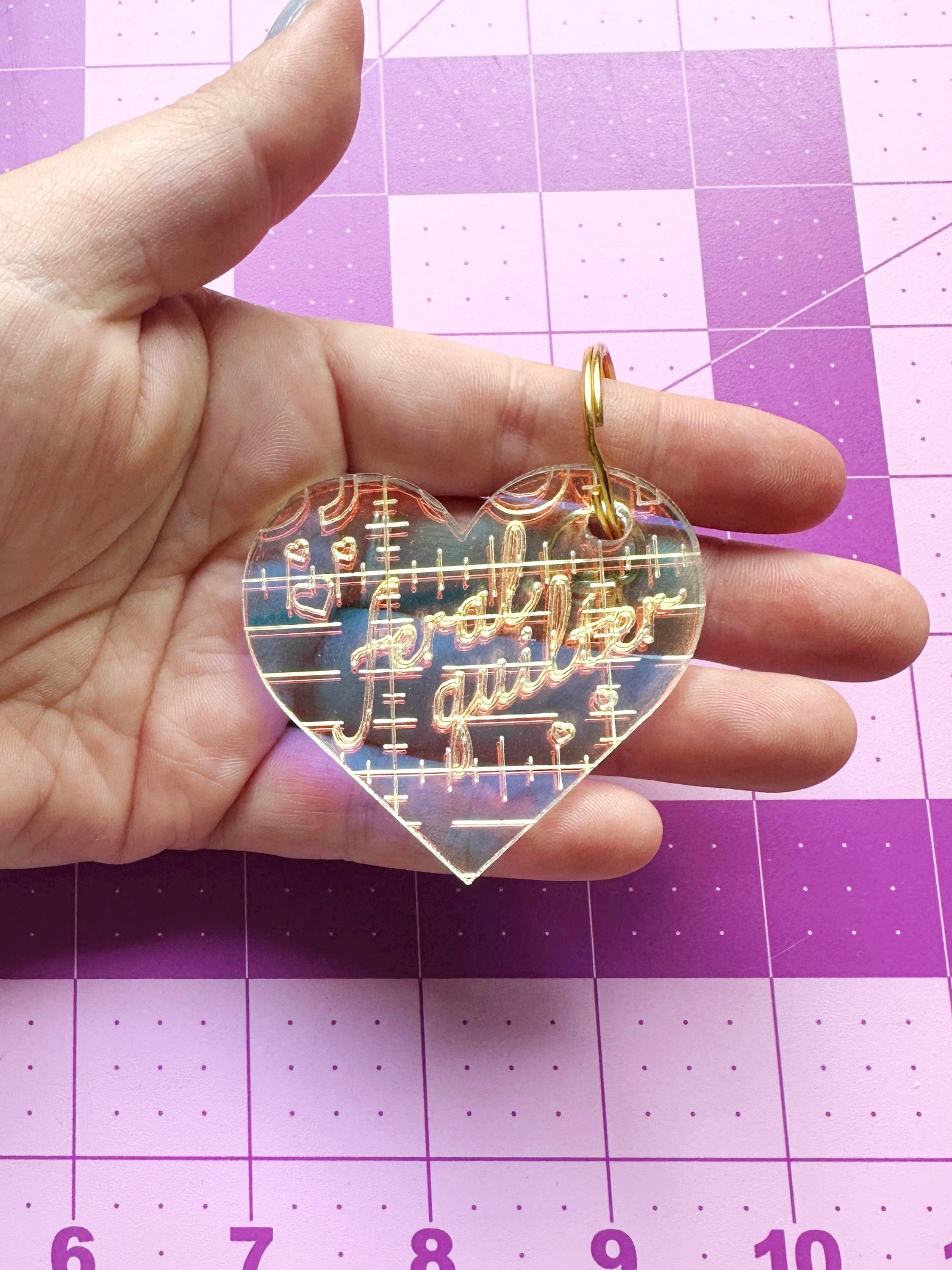 Feral quilter keychain