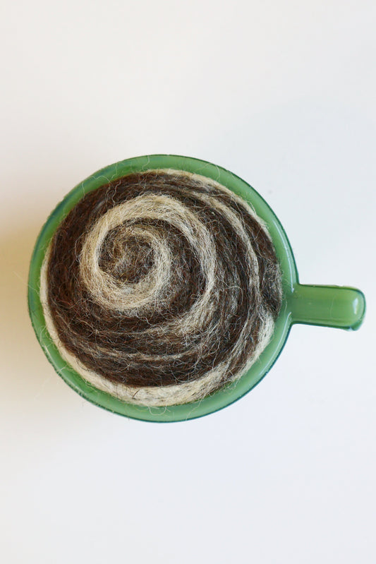 Marbled glass and wool pin cushion