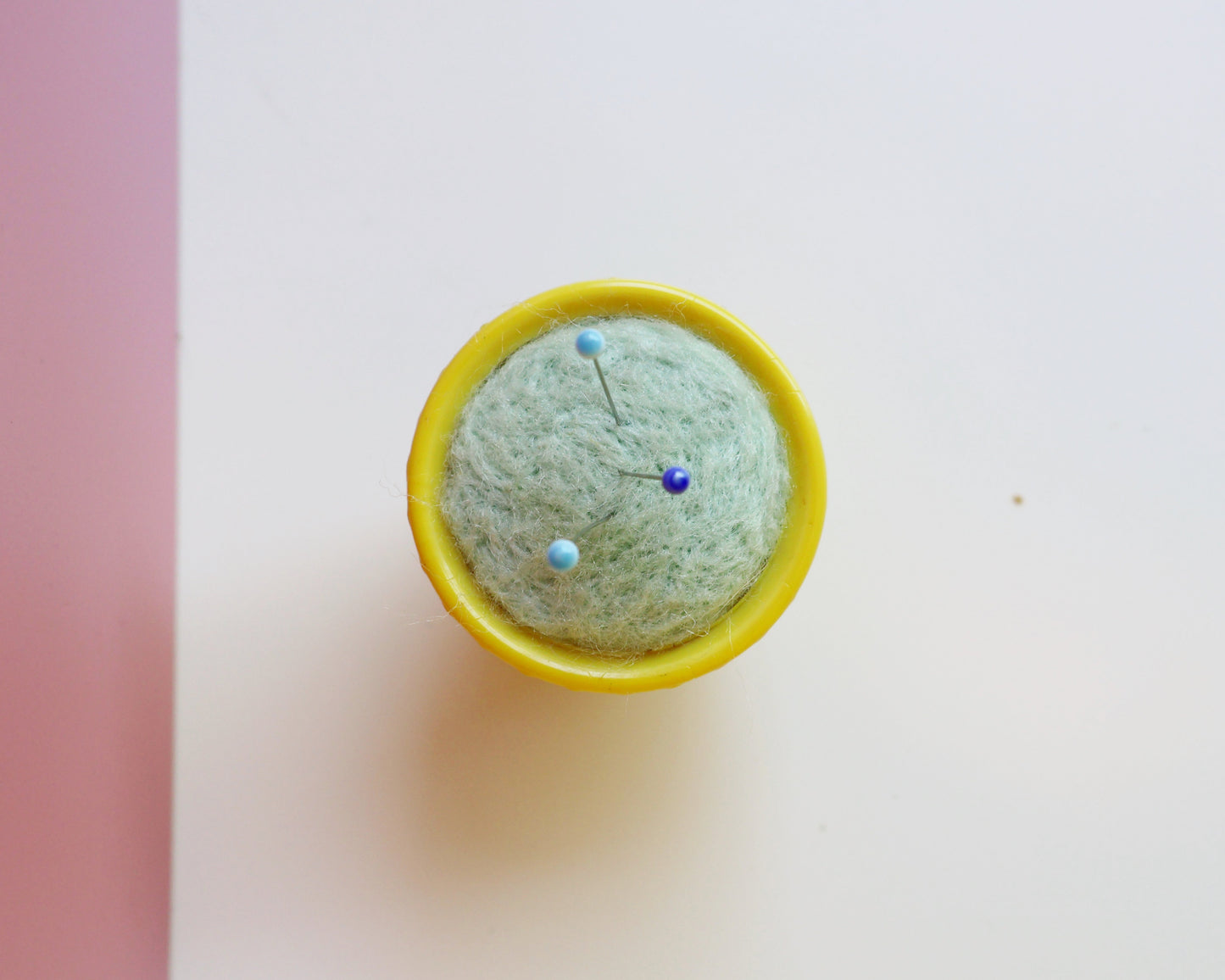 Marbled glass and wool pin cushion