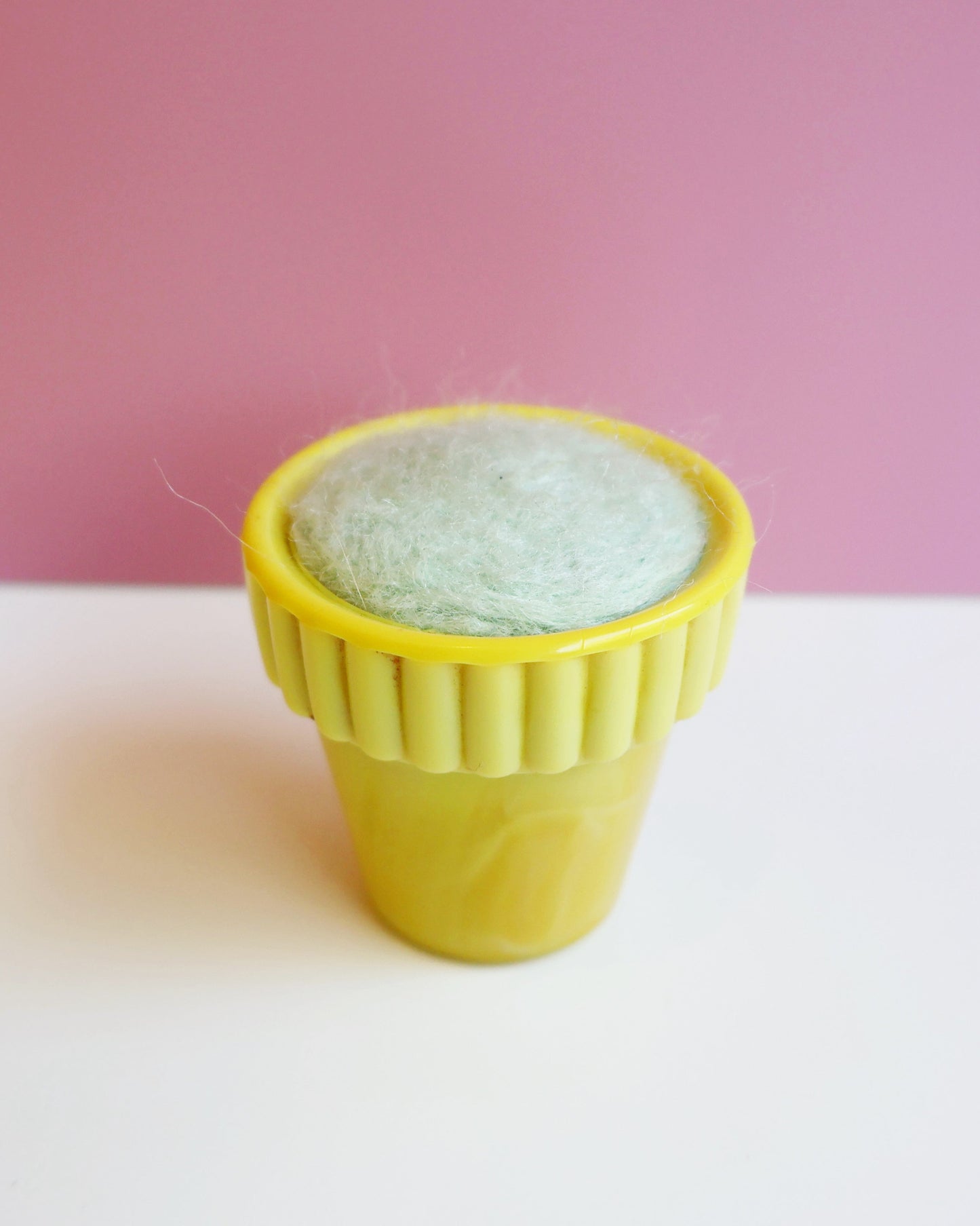 Marbled glass and wool pin cushion