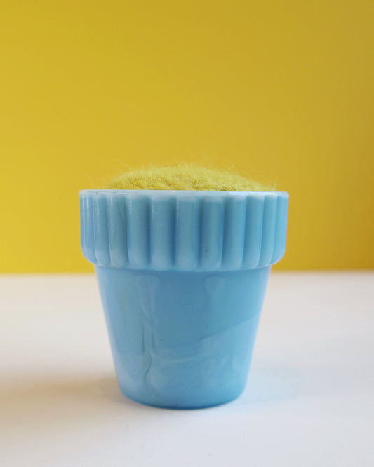 Marbled glass and wool pin cushion