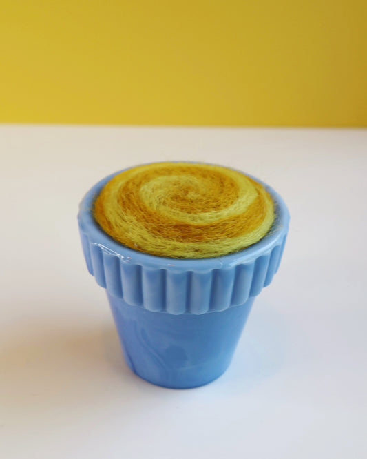 Marbled glass and wool pin cushion