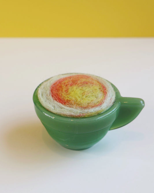 Marbled glass and wool pin cushion