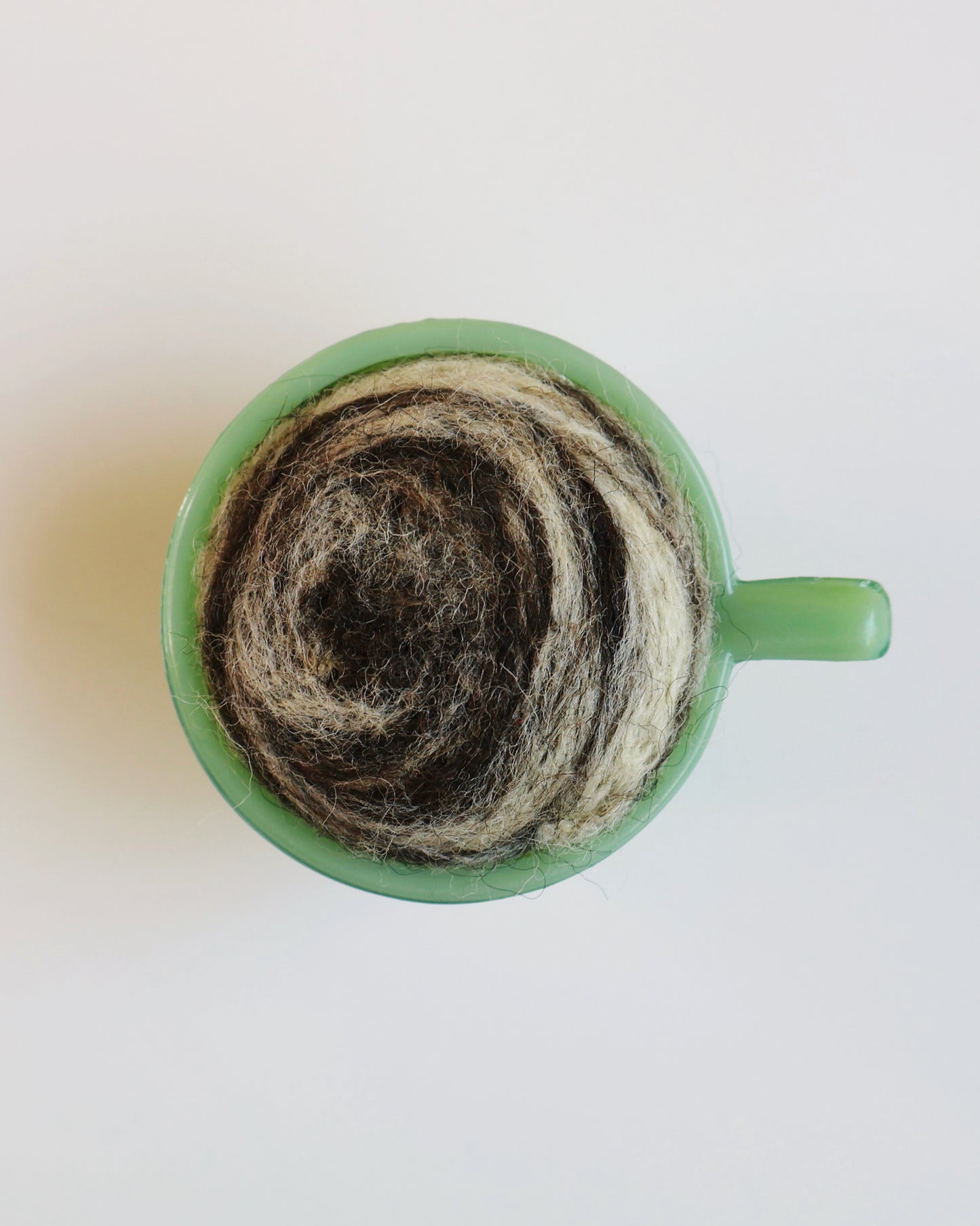 Marbled glass and wool pin cushion