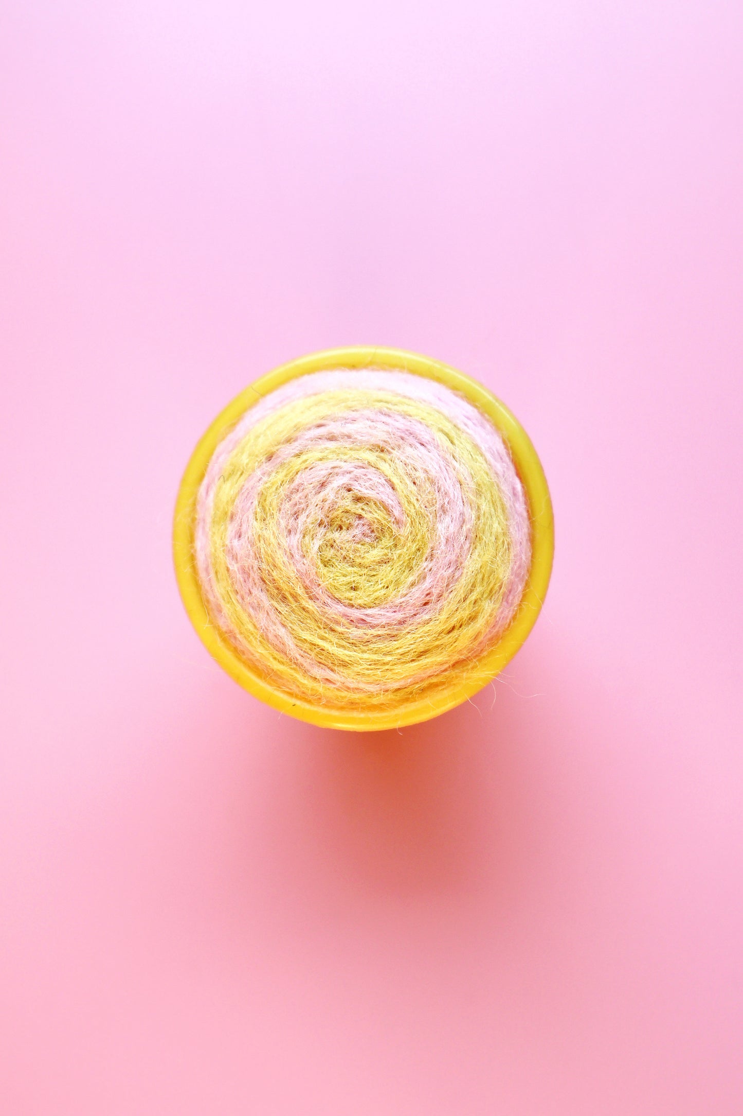 Yellow floral glass and wool pin cushion