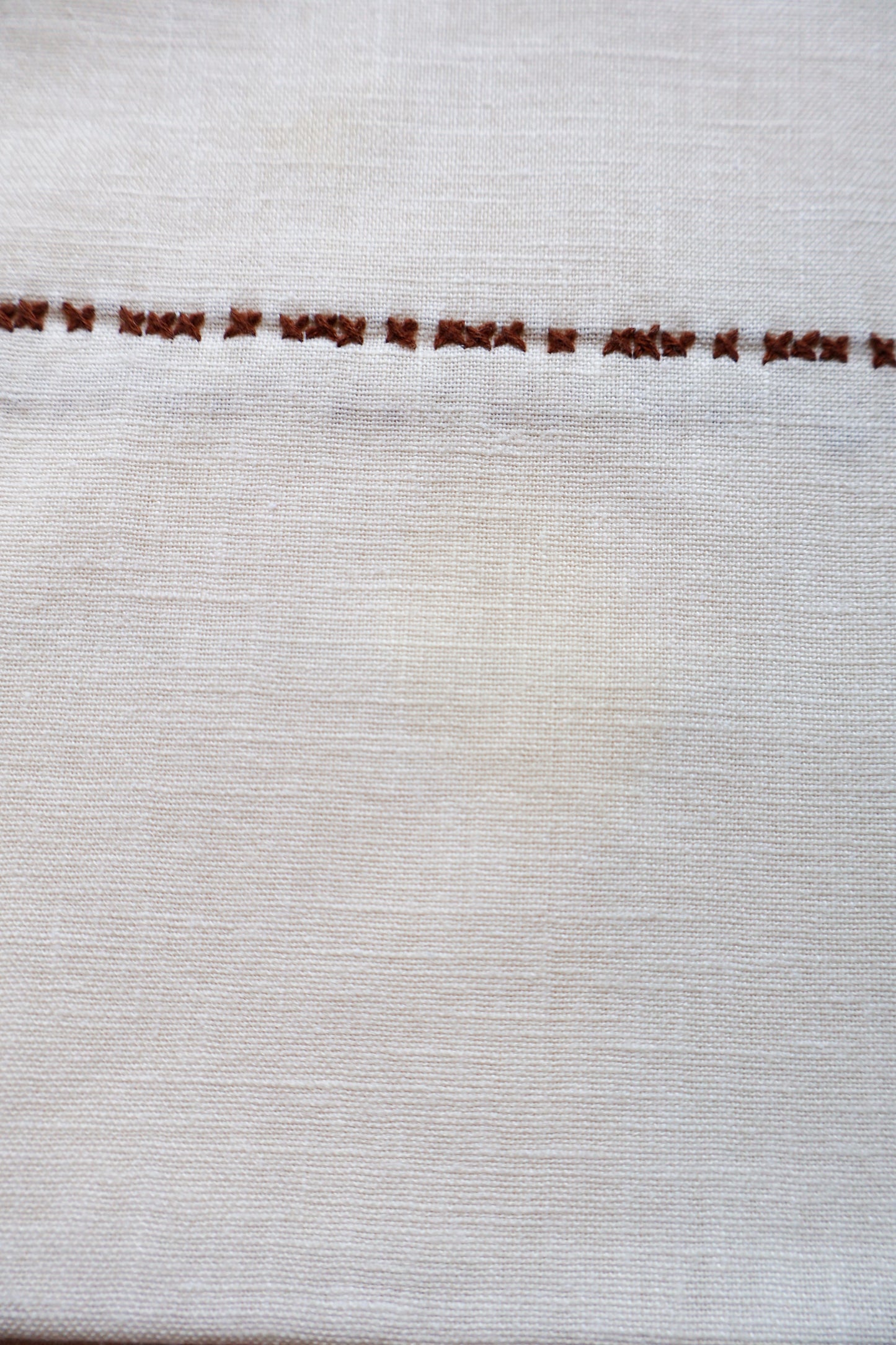 Cross stitch embroidered tablecloth