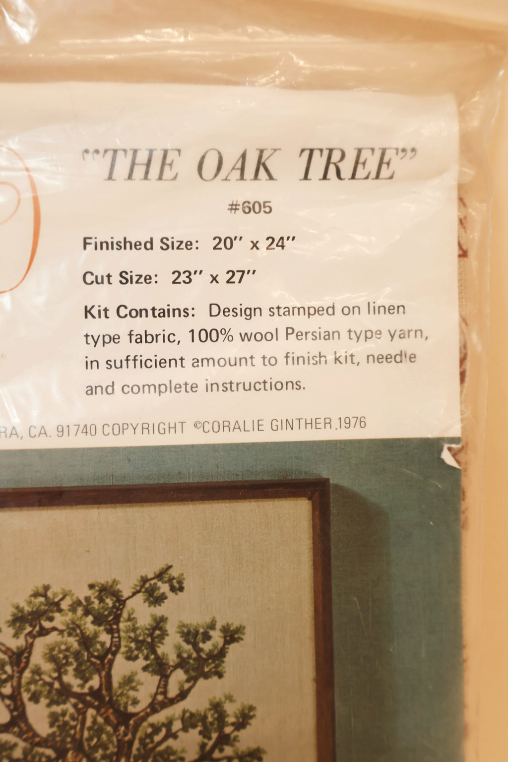 Vintage Oak Tree crewel embroidery kit