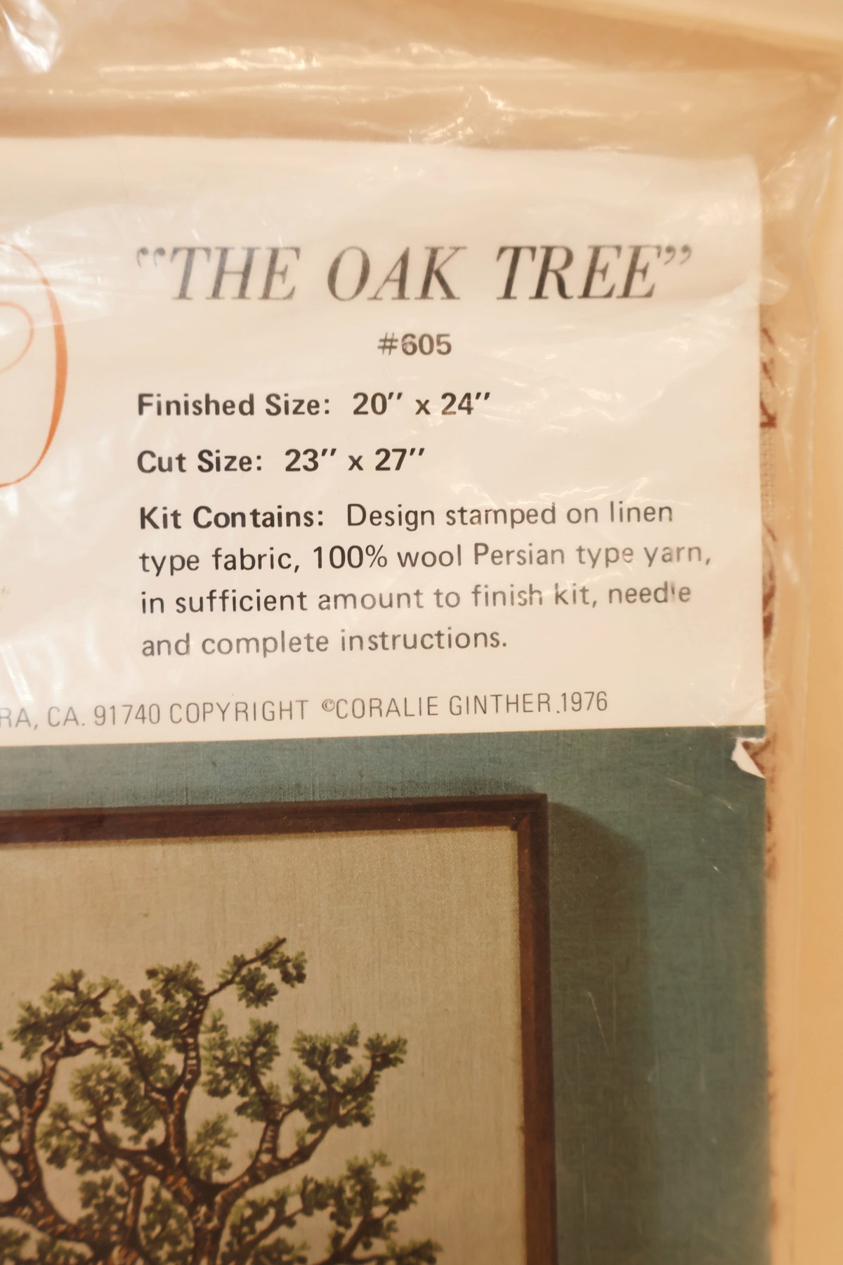 Vintage Oak Tree crewel embroidery kit