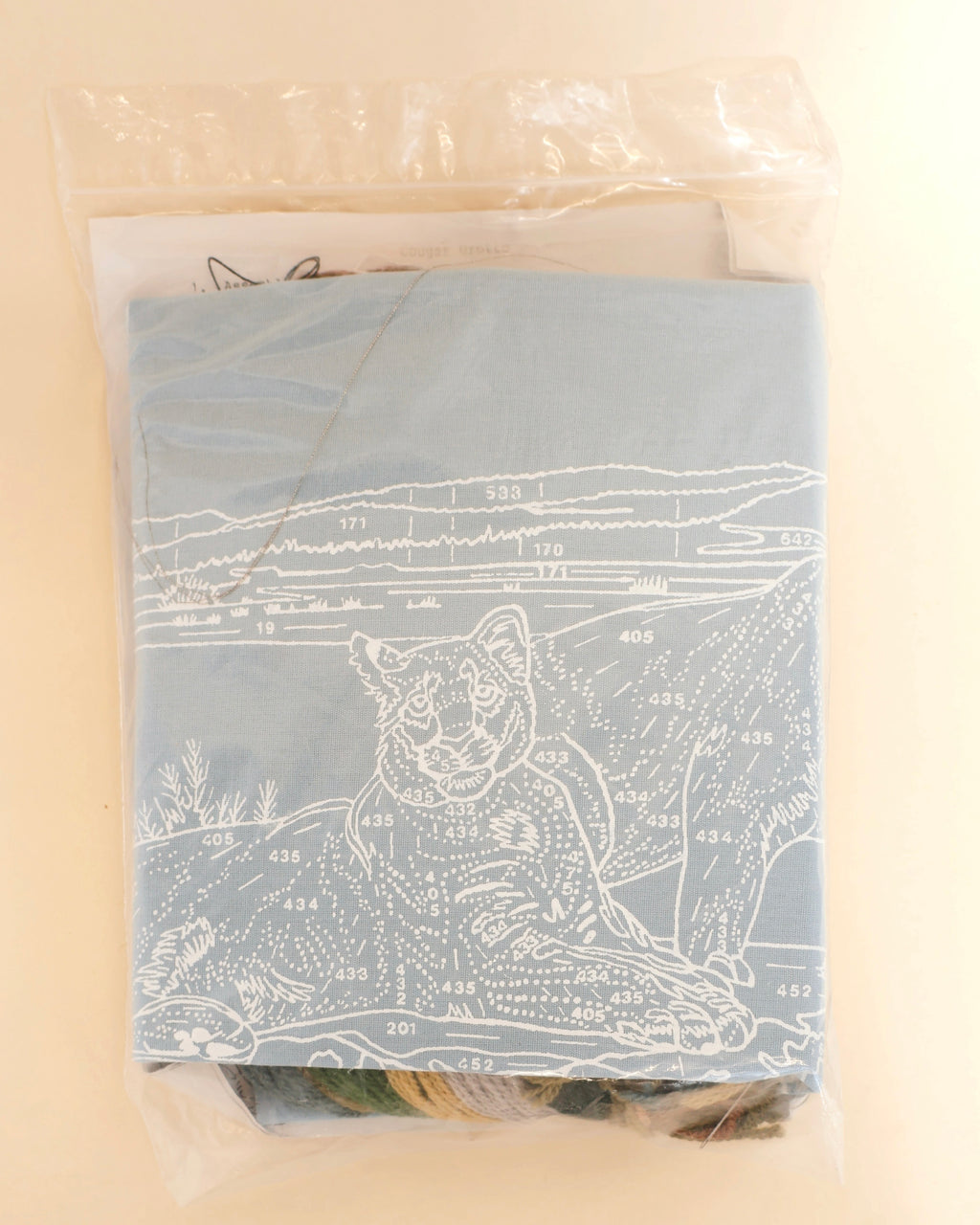 Cougar Grotto crewel embroidery kit