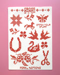Cross stitch sticker sheet - clear vinyl!