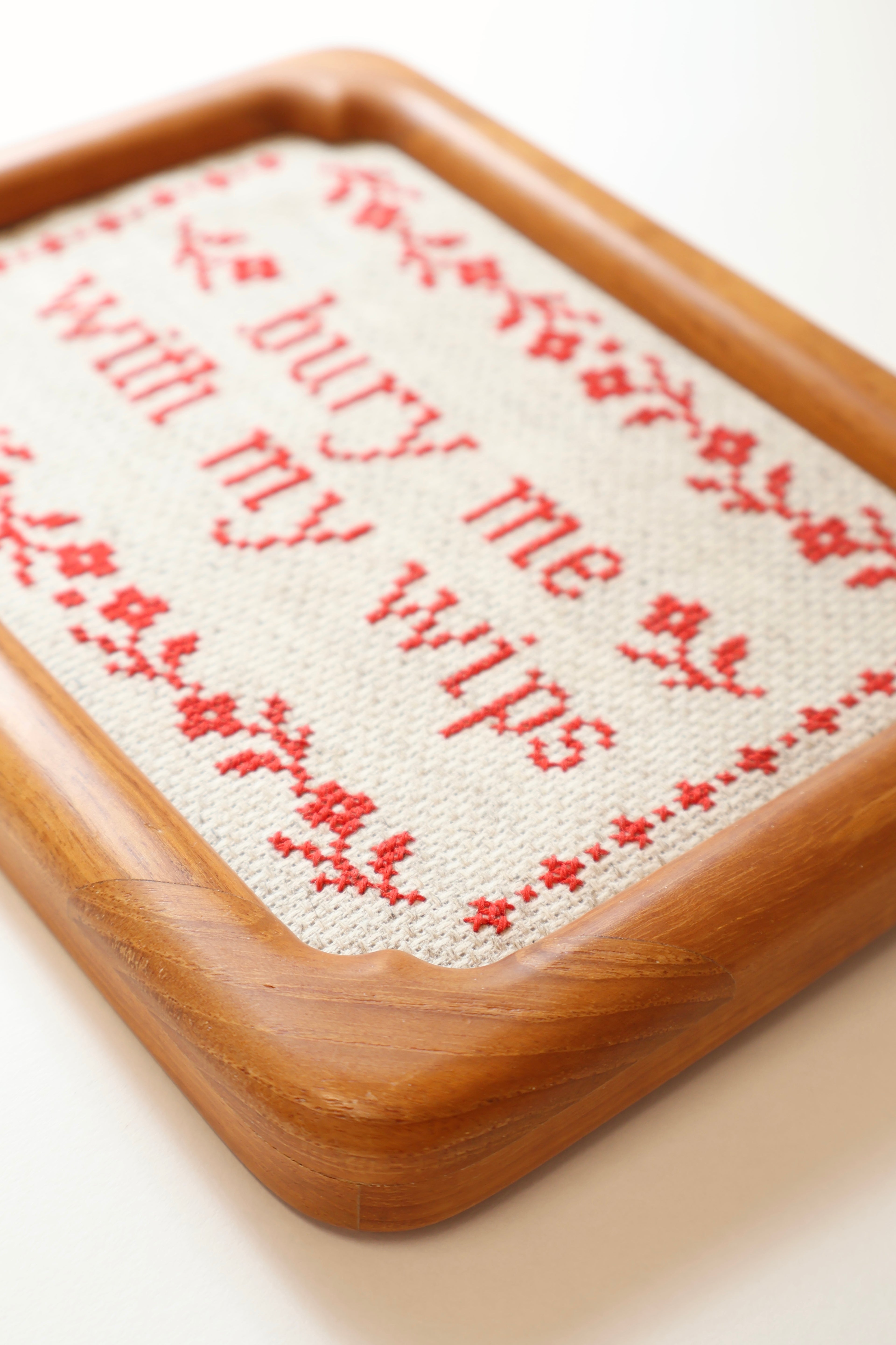 Bury Me With My WIPs cross stitch kit